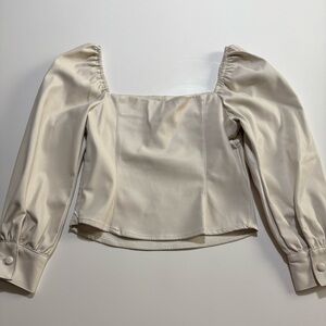 Lucy Paris Puff Sleeve Faux Leather Top